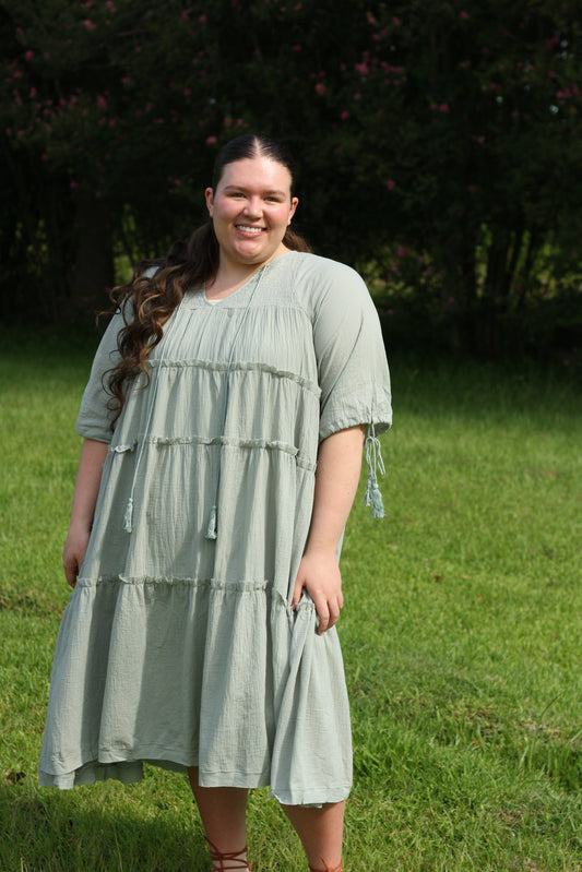 Smocked Tiered Midi Dress