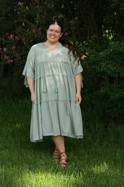 Smocked Tiered Midi Dress