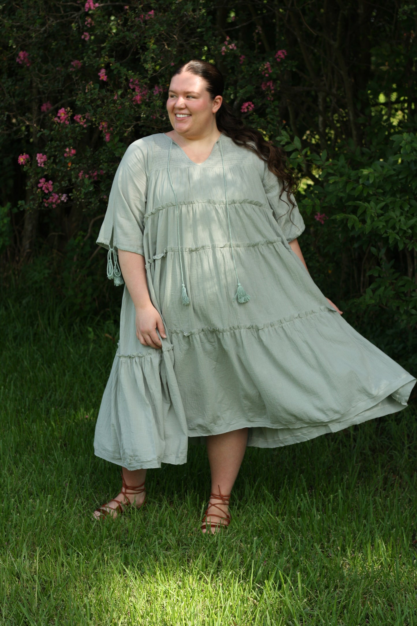 Smocked Tiered Midi Dress