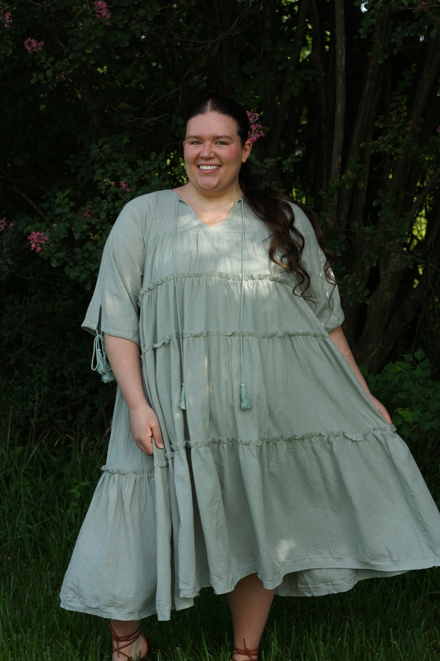 Smocked Tiered Midi Dress