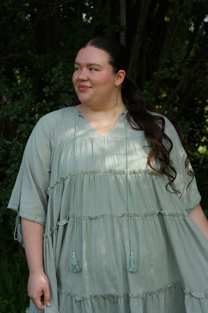 Smocked Tiered Midi Dress