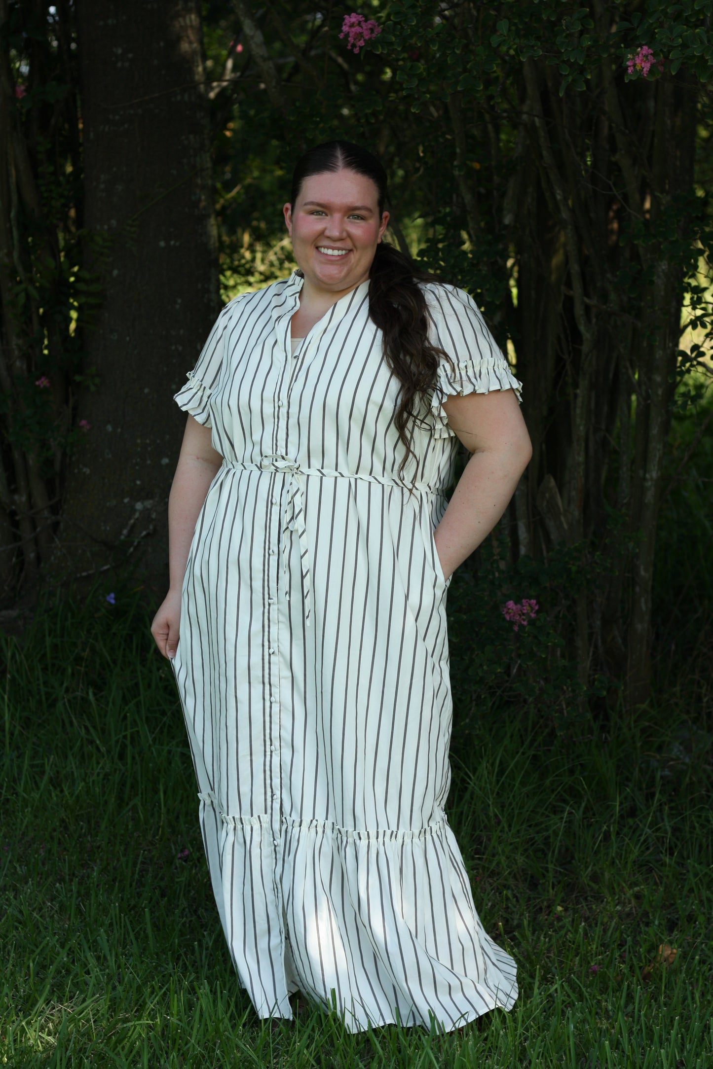 Striped Button Up Maxi Dress