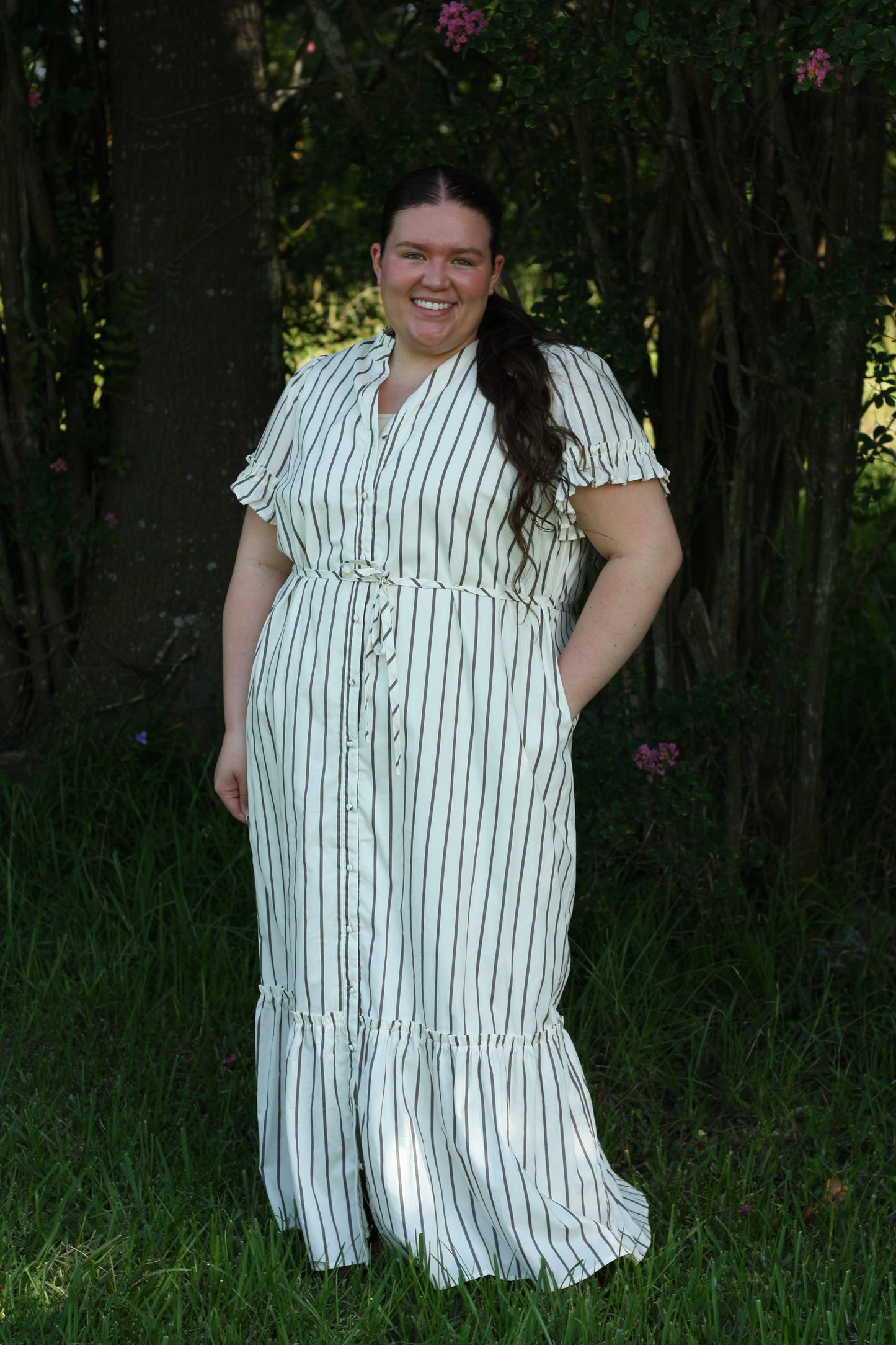 Striped Button Up Maxi Dress