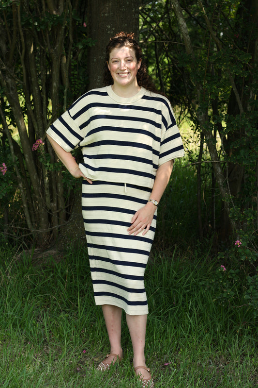 Soft Drape Cotton Knit Skirt Set