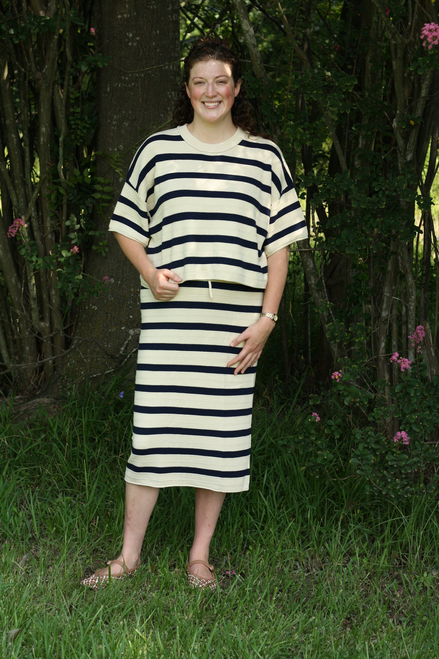 Soft Drape Cotton Knit Skirt Set