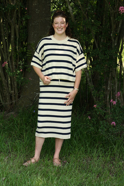 Soft Drape Cotton Knit Skirt Set