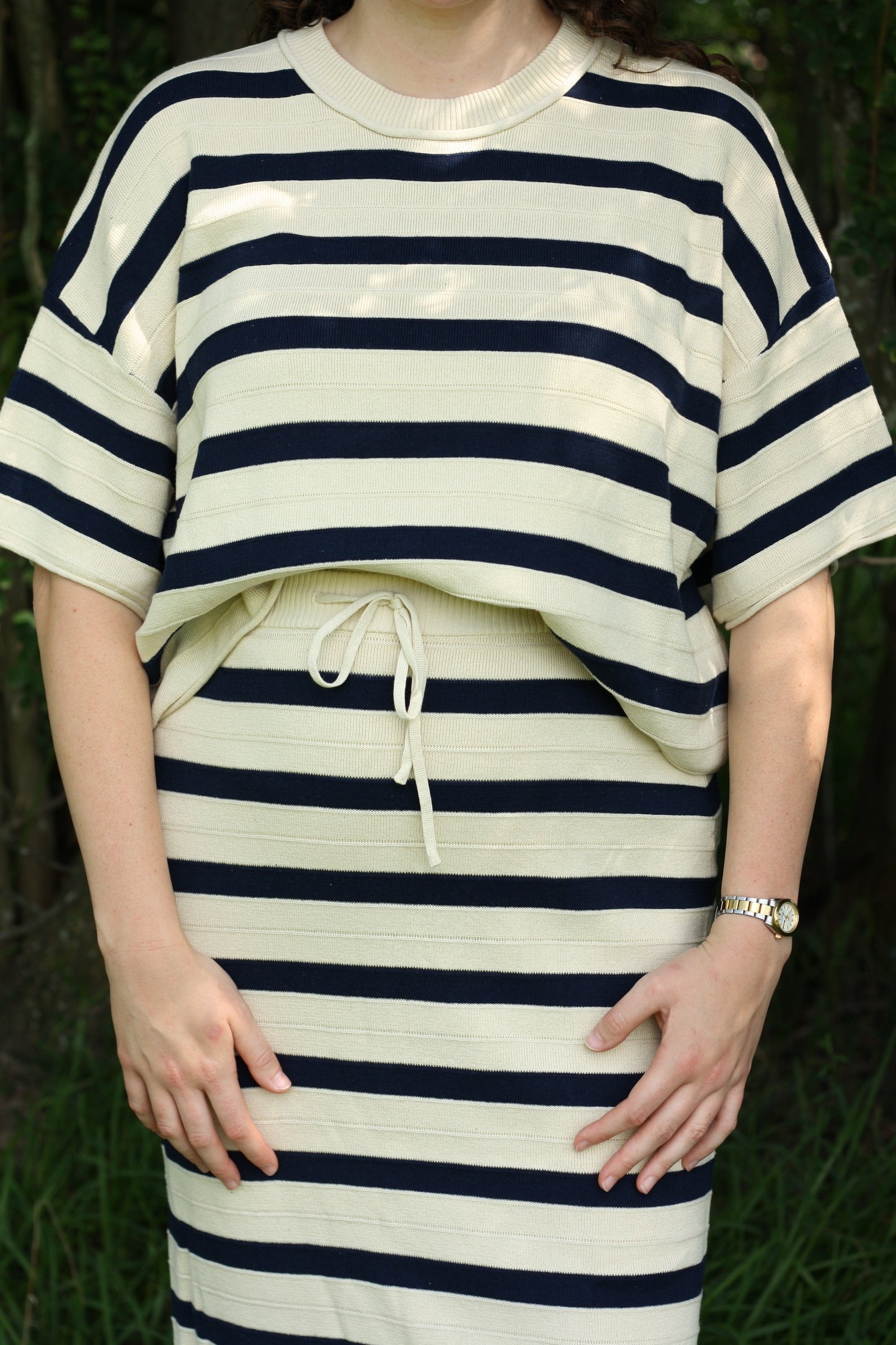 Soft Drape Cotton Knit Skirt Set
