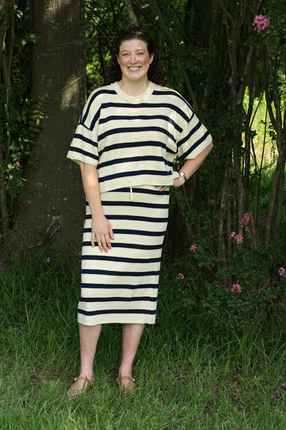 Soft Drape Cotton Knit Skirt Set