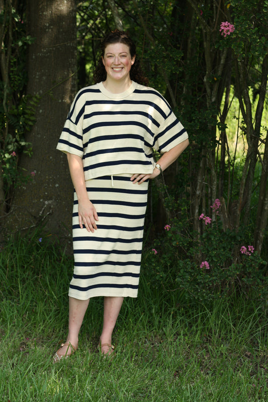 Soft Drape Cotton Knit Skirt Set