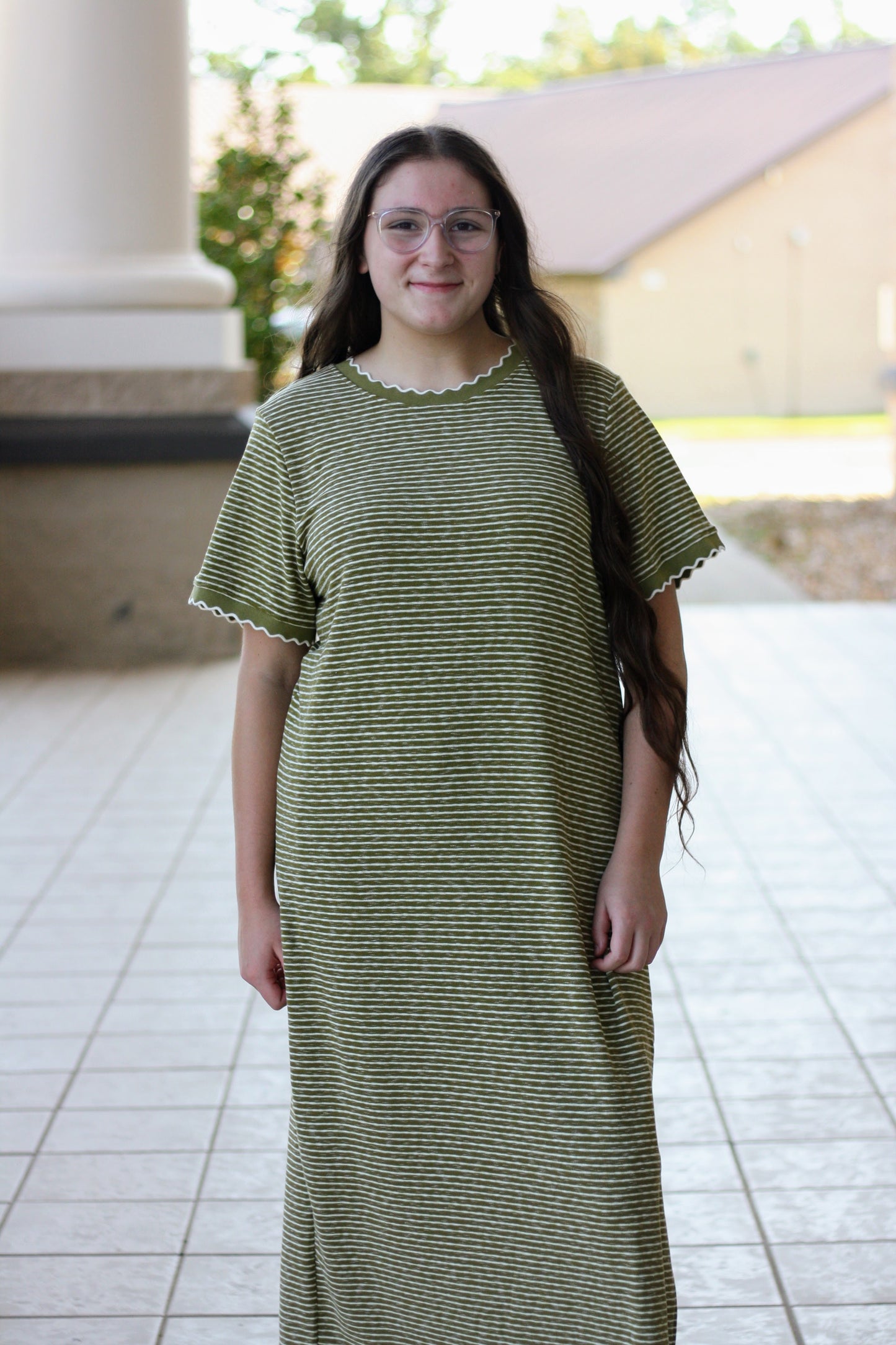 Striped Knit Midi Dress