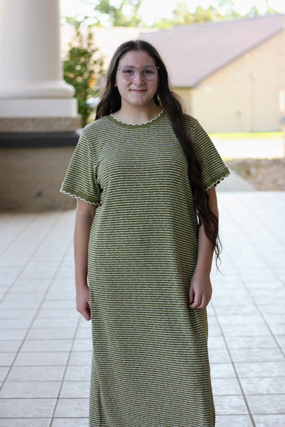Striped Knit Midi Dress