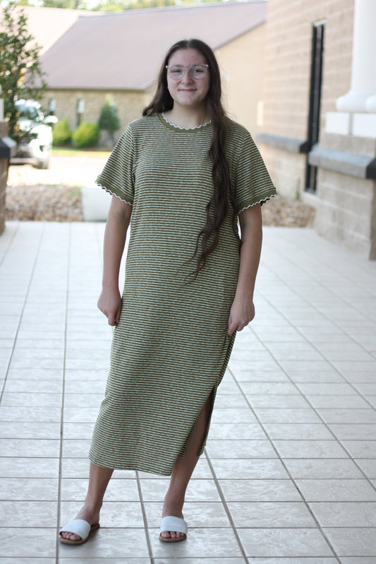 Striped Knit Midi Dress