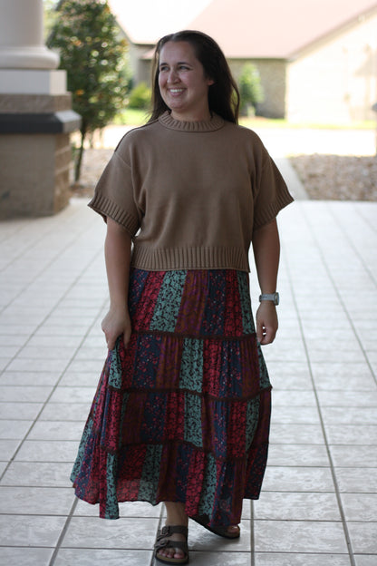 Paisley Printed Gauze Midi Skirt