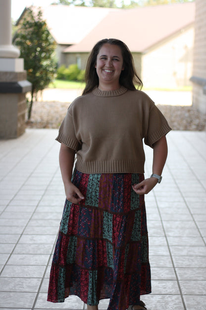 Paisley Printed Gauze Midi Skirt