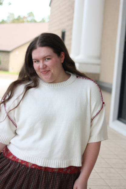 Short Sleeved Stitch Detail Sweater