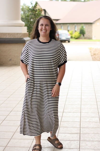 Stripped Casual T-Shirt Dress