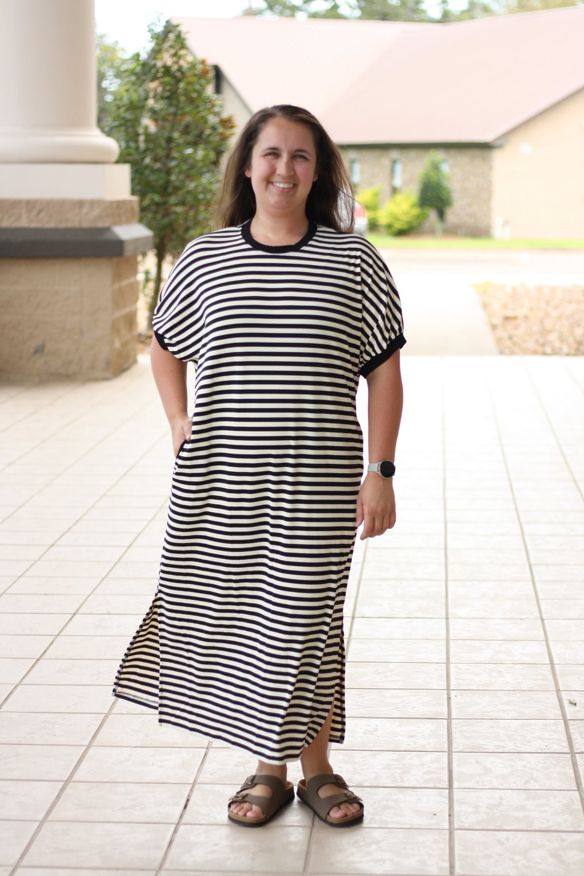 Stripped Casual T-Shirt Dress – Dear August Boutique