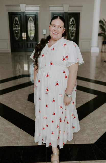 Printed Maxi Dress with Tassel-tie Neckline