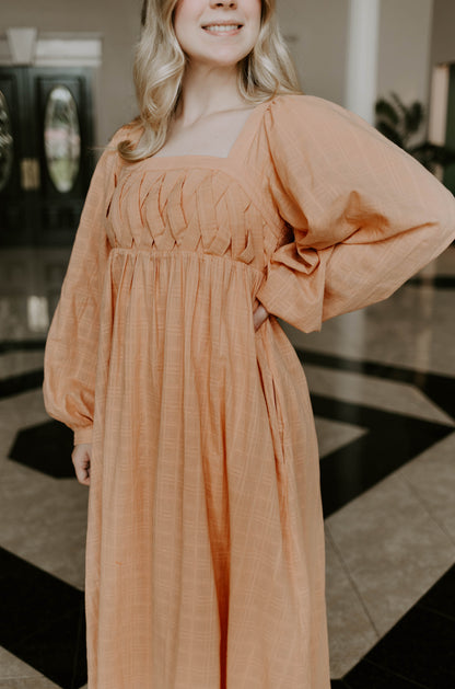 Textured Smocked Midi Dress