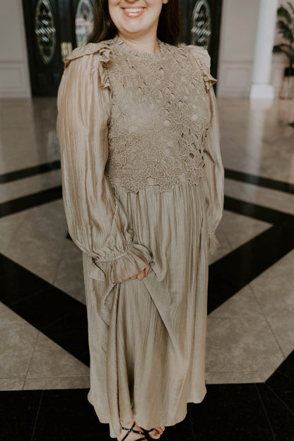 Lace Long Sleeve Midi Dress