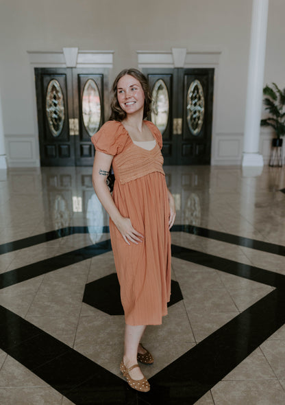 CROCHET BODICE MIDI DRESS