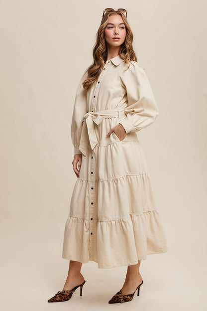 Utility Tiered Midi Dress