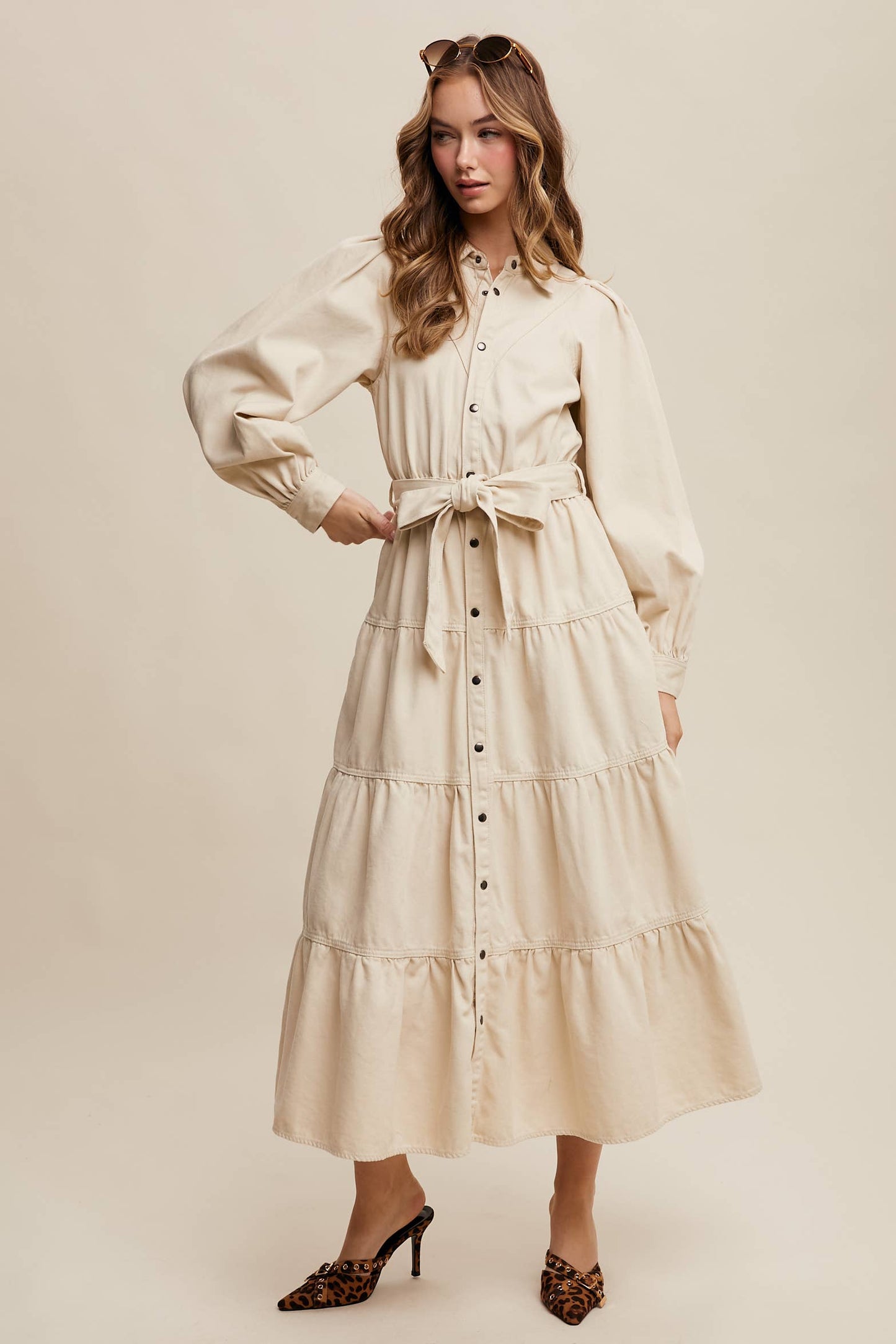 Utility Tiered Midi Dress