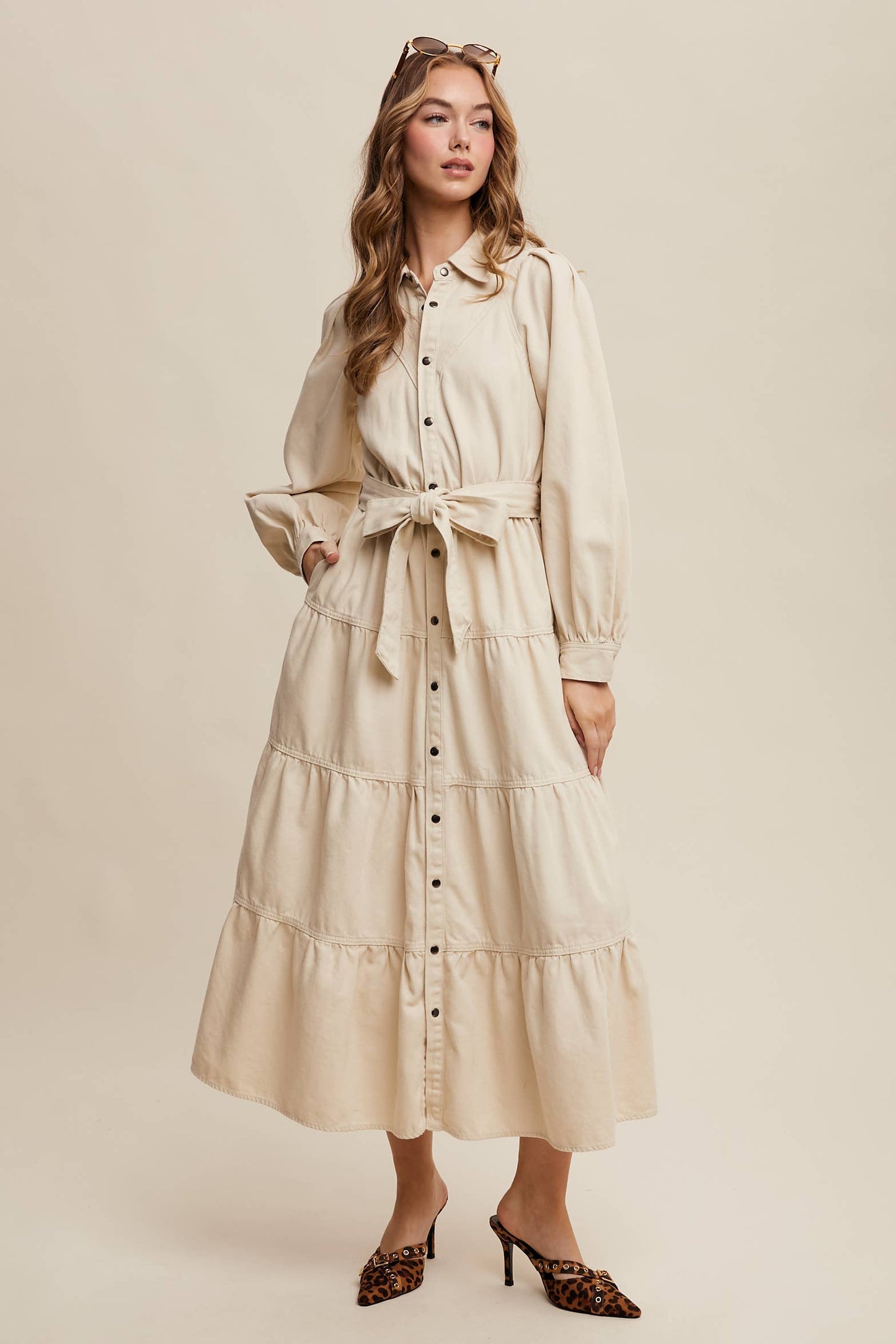Utility Tiered Midi Dress