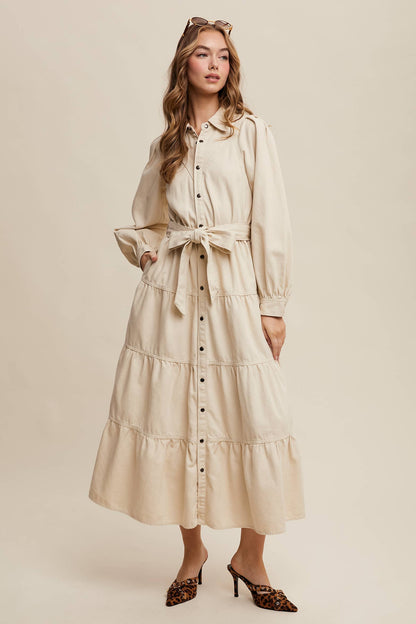 Utility Tiered Midi Dress