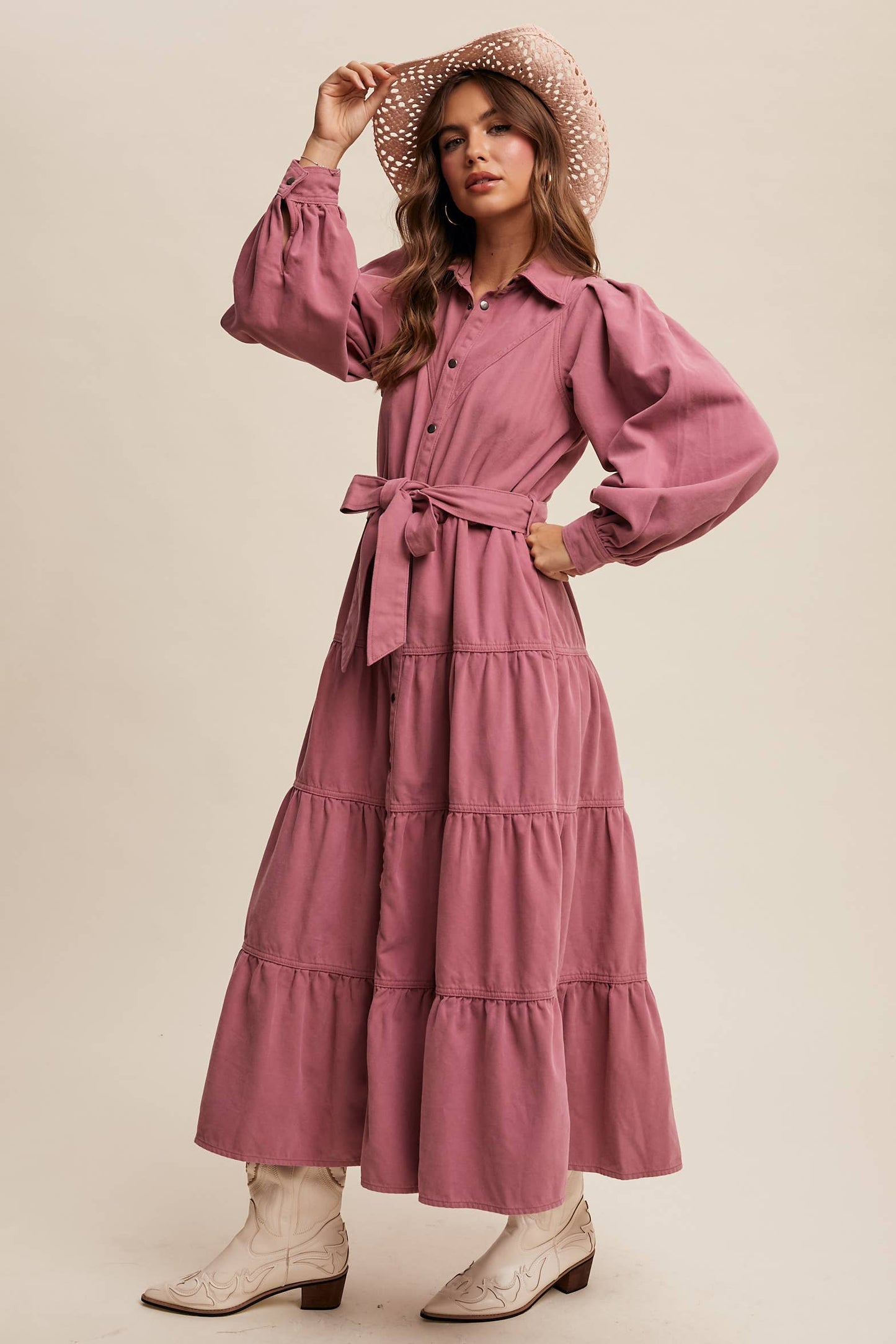 Utility Tiered Midi Dress