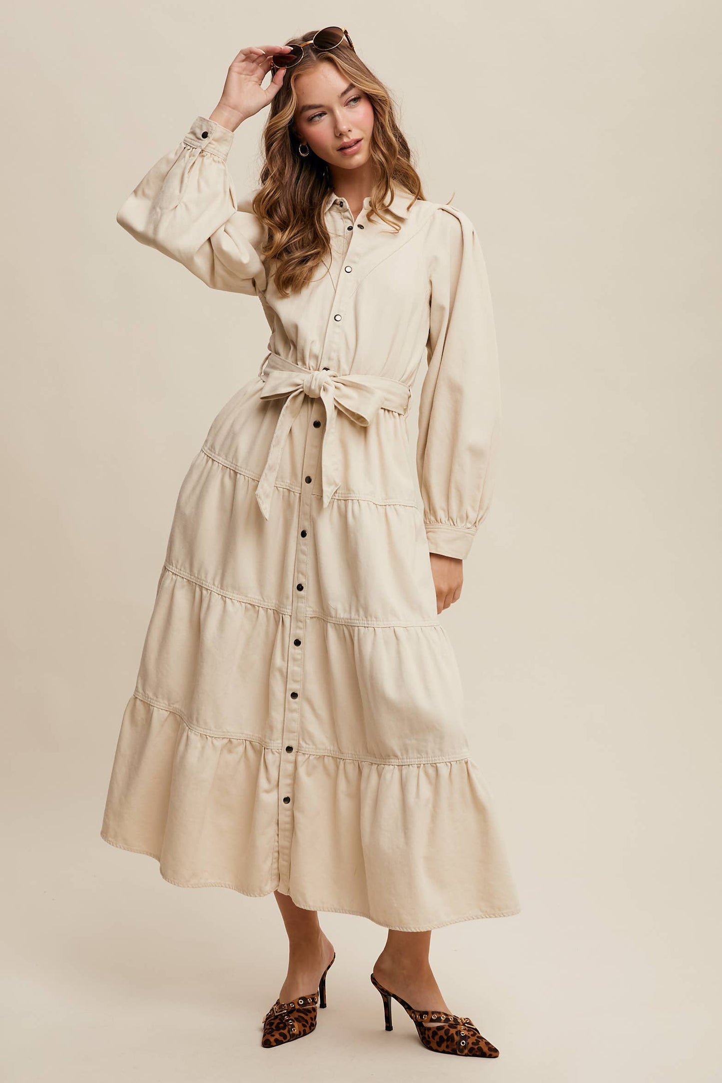 Utility Tiered Midi Dress