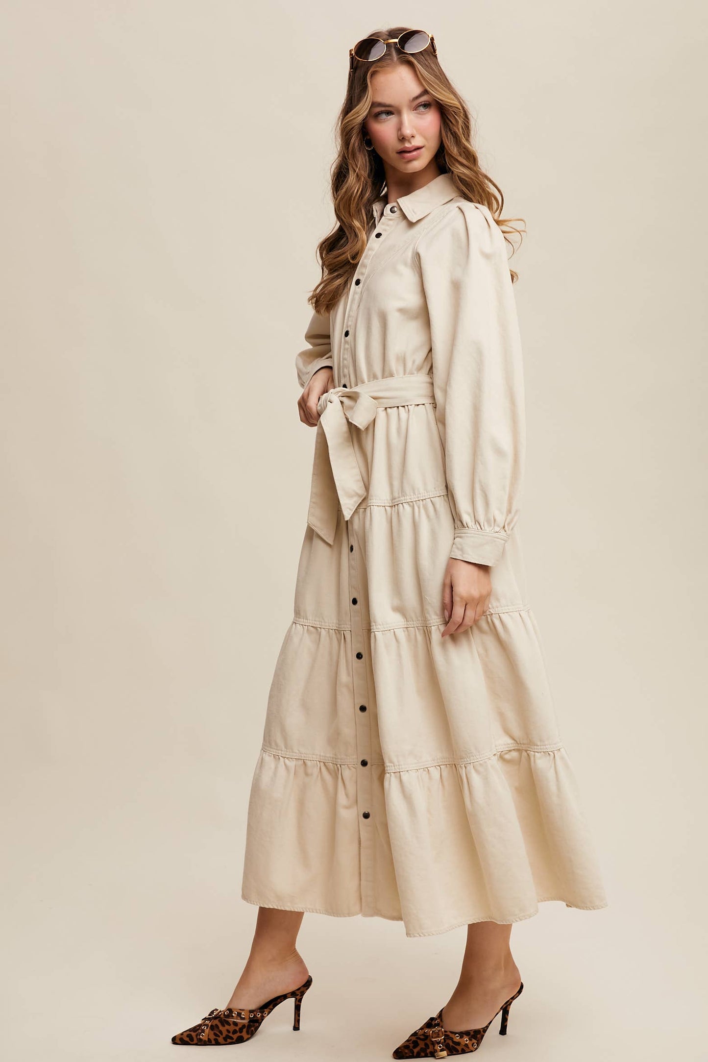 Utility Tiered Midi Dress