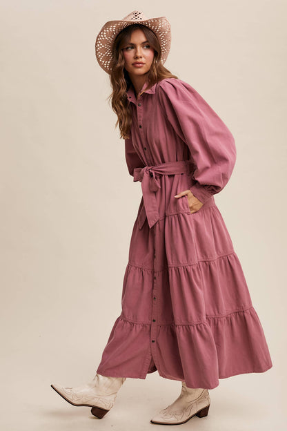 Utility Tiered Midi Dress