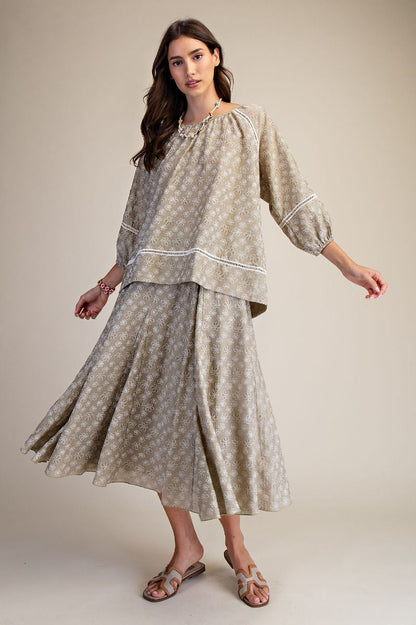 Flower Power Printed Skirt Set