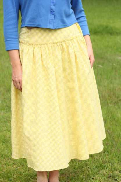 Checkered Ruffled High-Waist Skirt