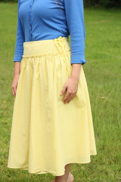 Checkered Ruffled High-Waist Skirt
