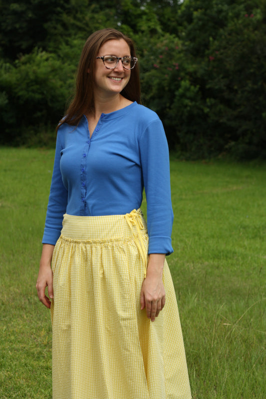 Checkered Ruffled High-Waist Skirt