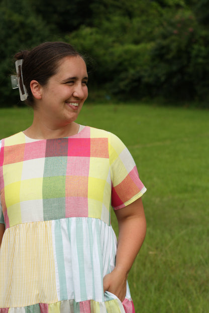 Color Blocked Pattern Maxi Dress