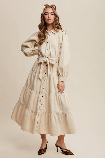 Utility Tiered Midi Dress